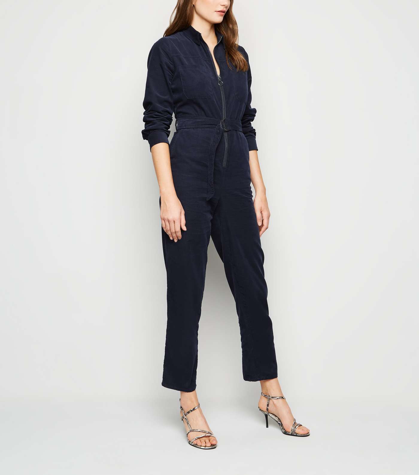Navy Cord Belted Boilersuit  Image 2