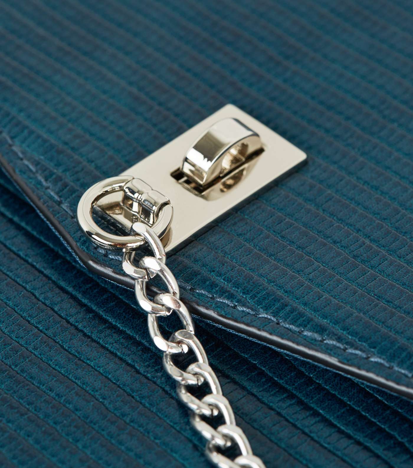 Teal Faux Snake Chain Clutch  Image 3