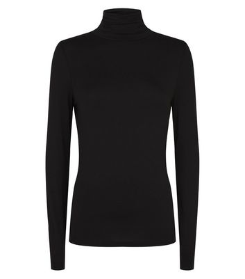 Black Roll Neck Long Sleeve Top | New Look