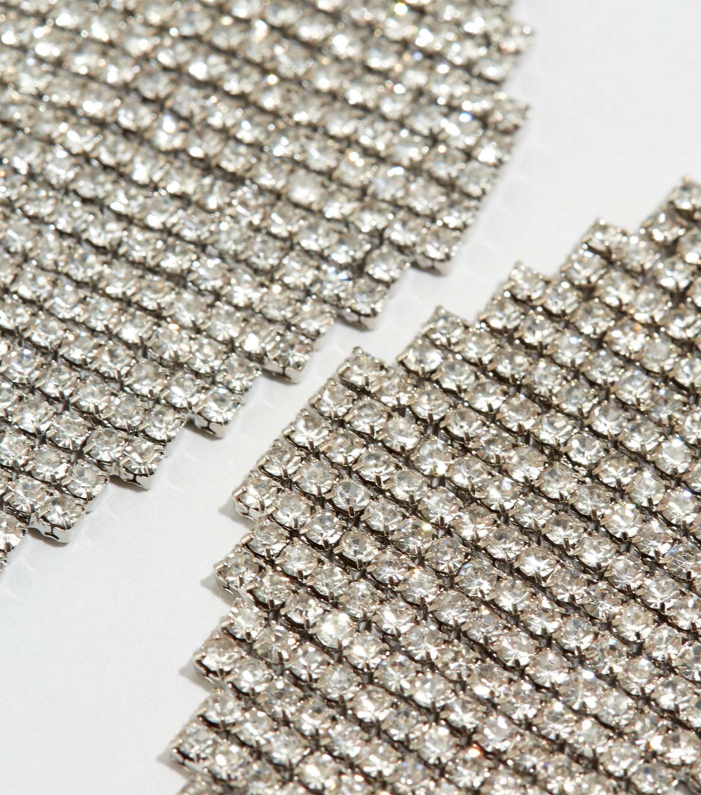 Silver Diamanté Tassel Earrings Image 3