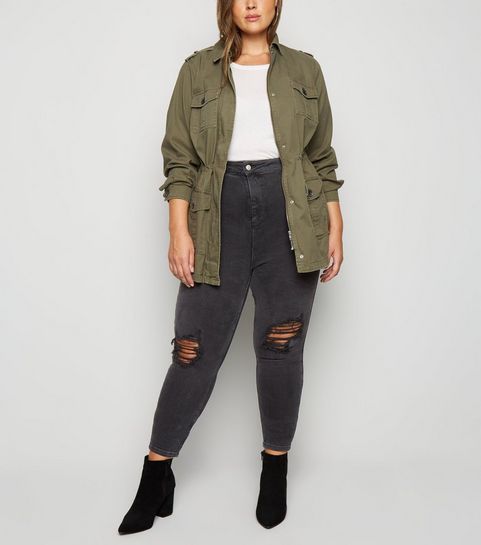 Curves Black Ripped Super Skinny Jeans