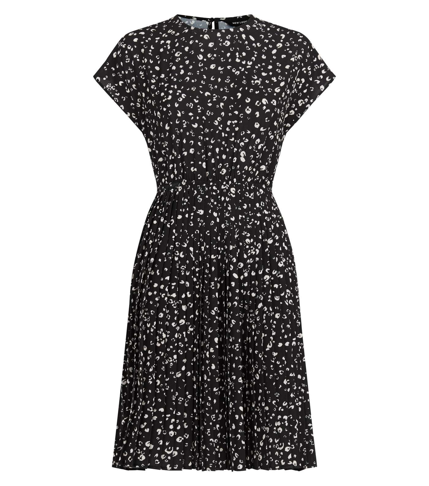 Black Leopard Print Pleated Mini Dress Image 4