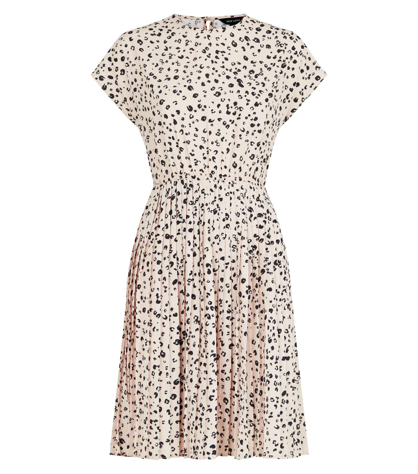 Off White Leopard Print Pleated Mini Dress Image 4