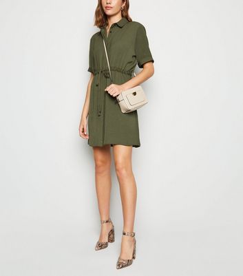 drawstring waist shirt dress