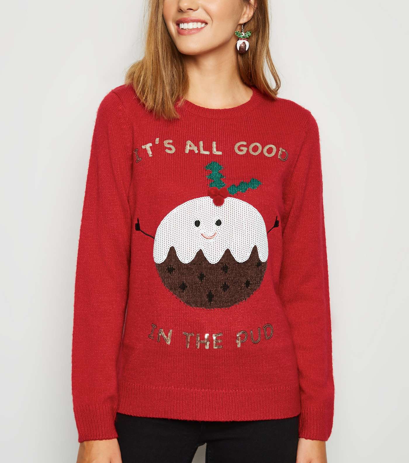 Red Good In The Pud Christmas Jumper