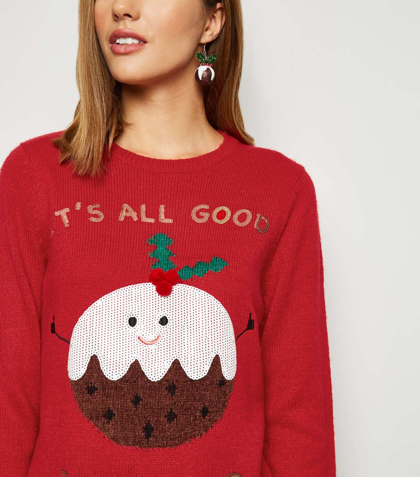 Red Good In The Pud Christmas Jumper Image 3