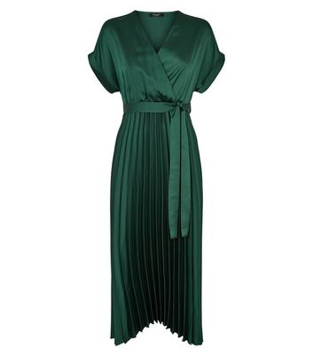 new look green satin dress