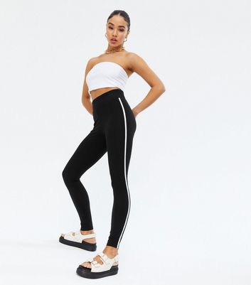 Black Side Stripe Leggings | New Look