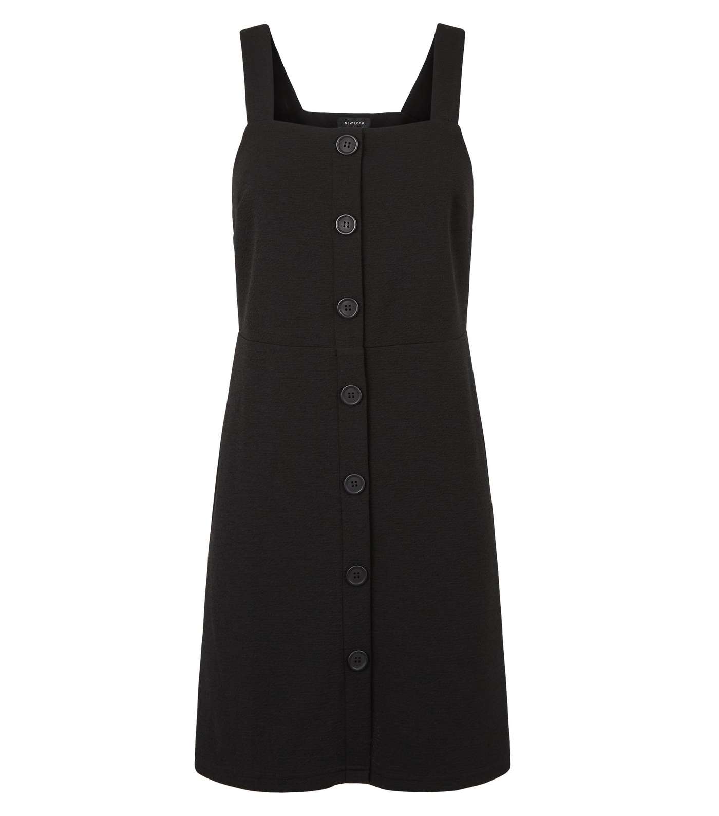 Black Button Front Fitted Pinafore Dress Image 4