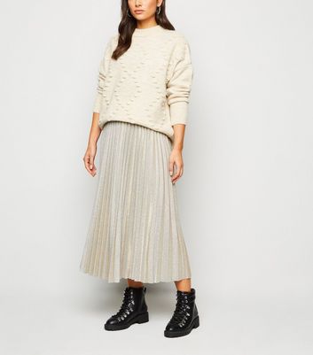 Gold pleated shop skirt new look