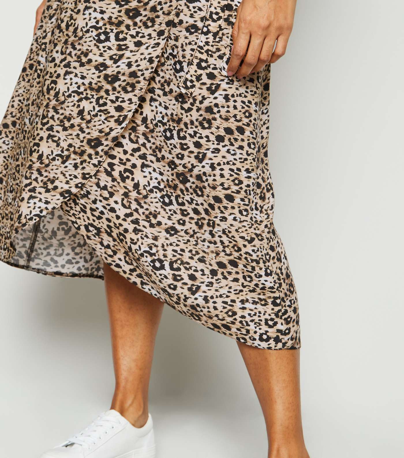 Petite Brown Leopard Print Wrap Midi Skirt Image 5