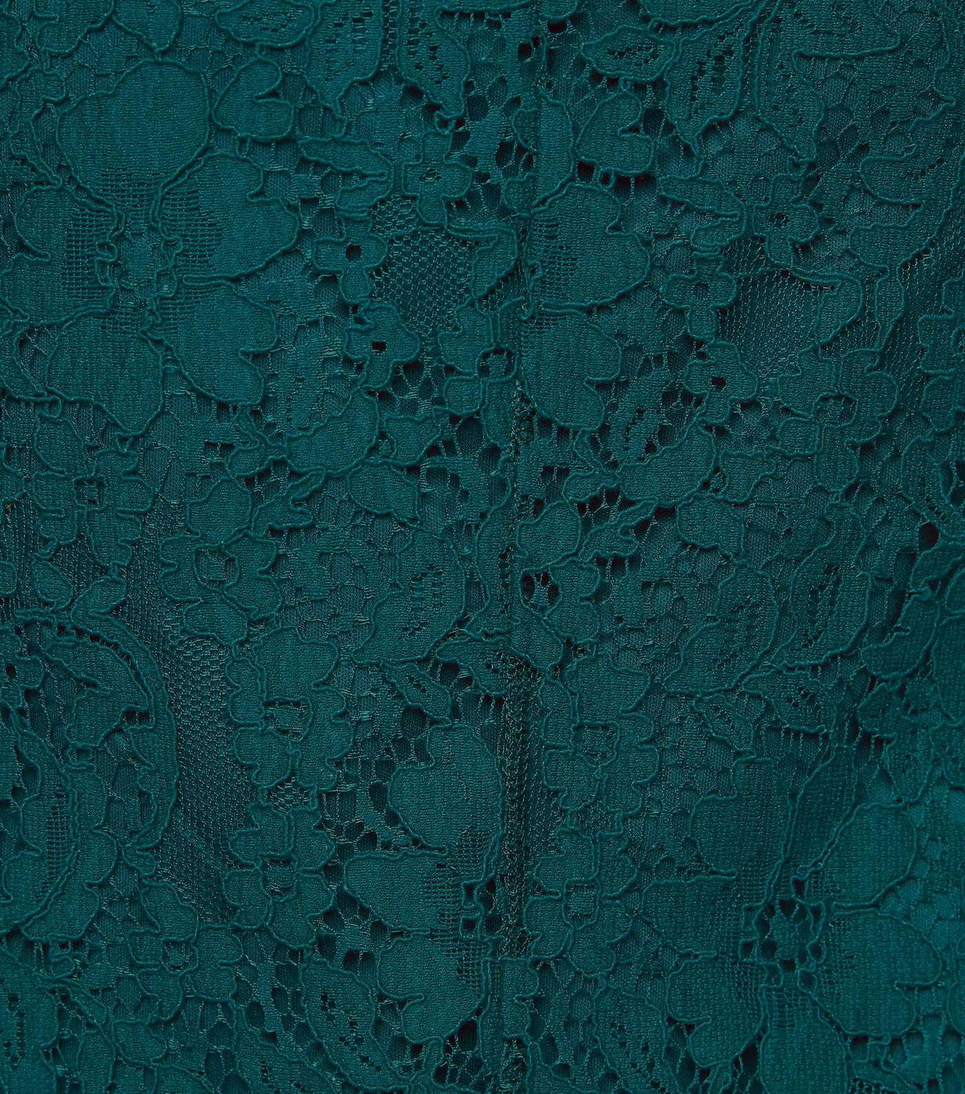 Dark Green Lace Asymmetric Wrap Midi Dress Image 5