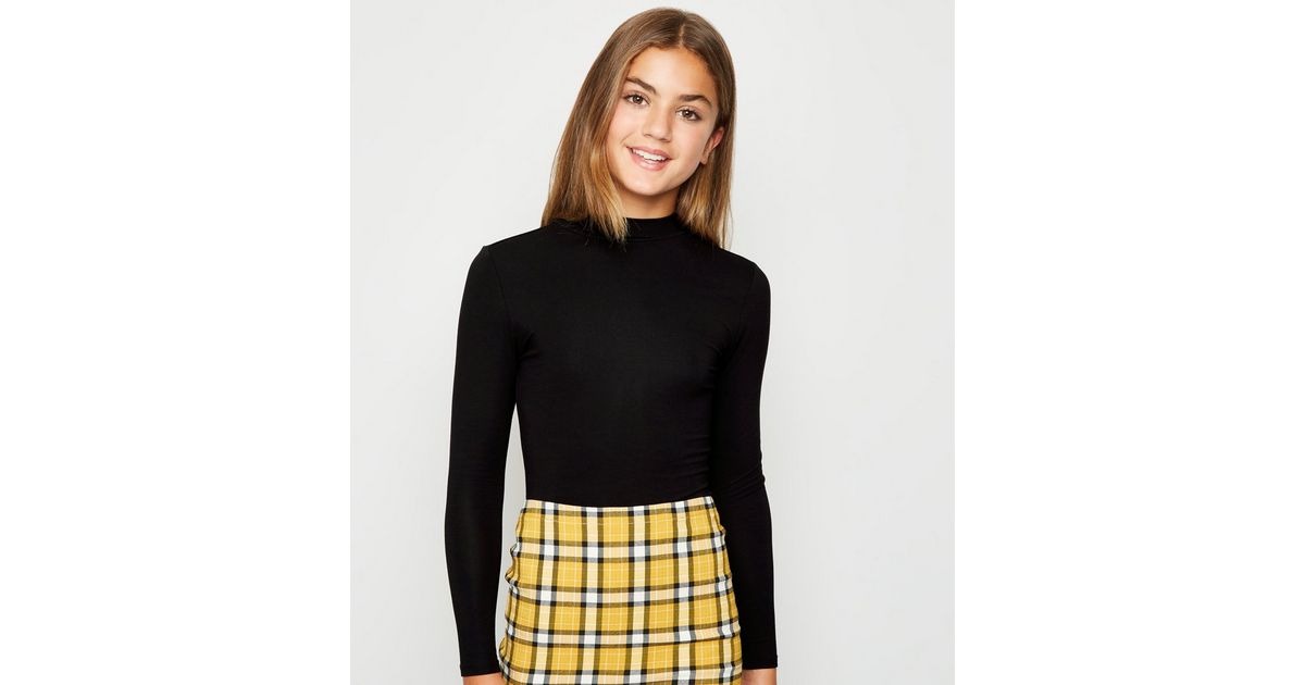 Girls Black Long Sleeve High Neck Top New Look Girls Black Long Sleeve High Neck Top New Look