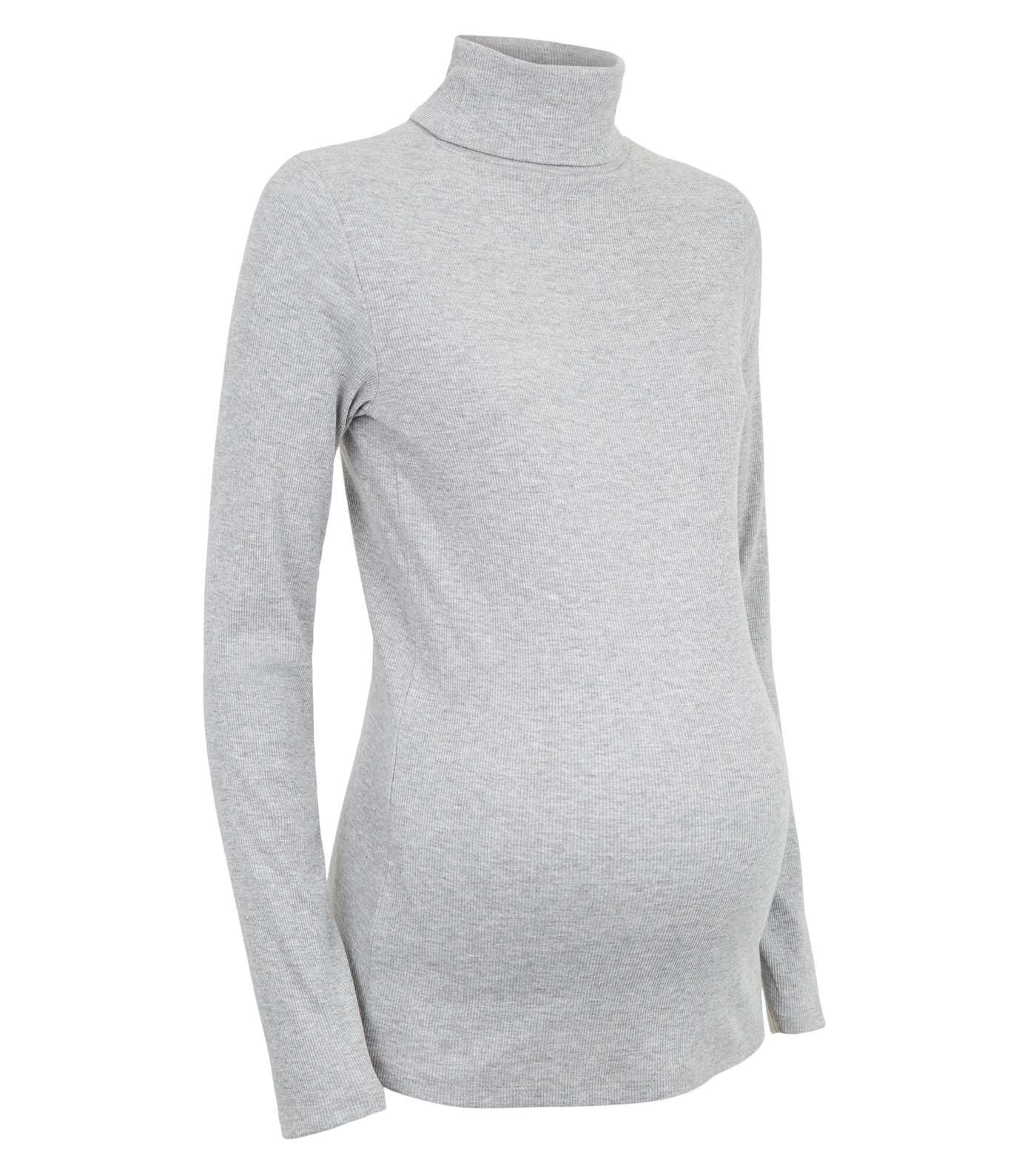 Maternity Grey Ribbed Roll Neck Jumper Image 4