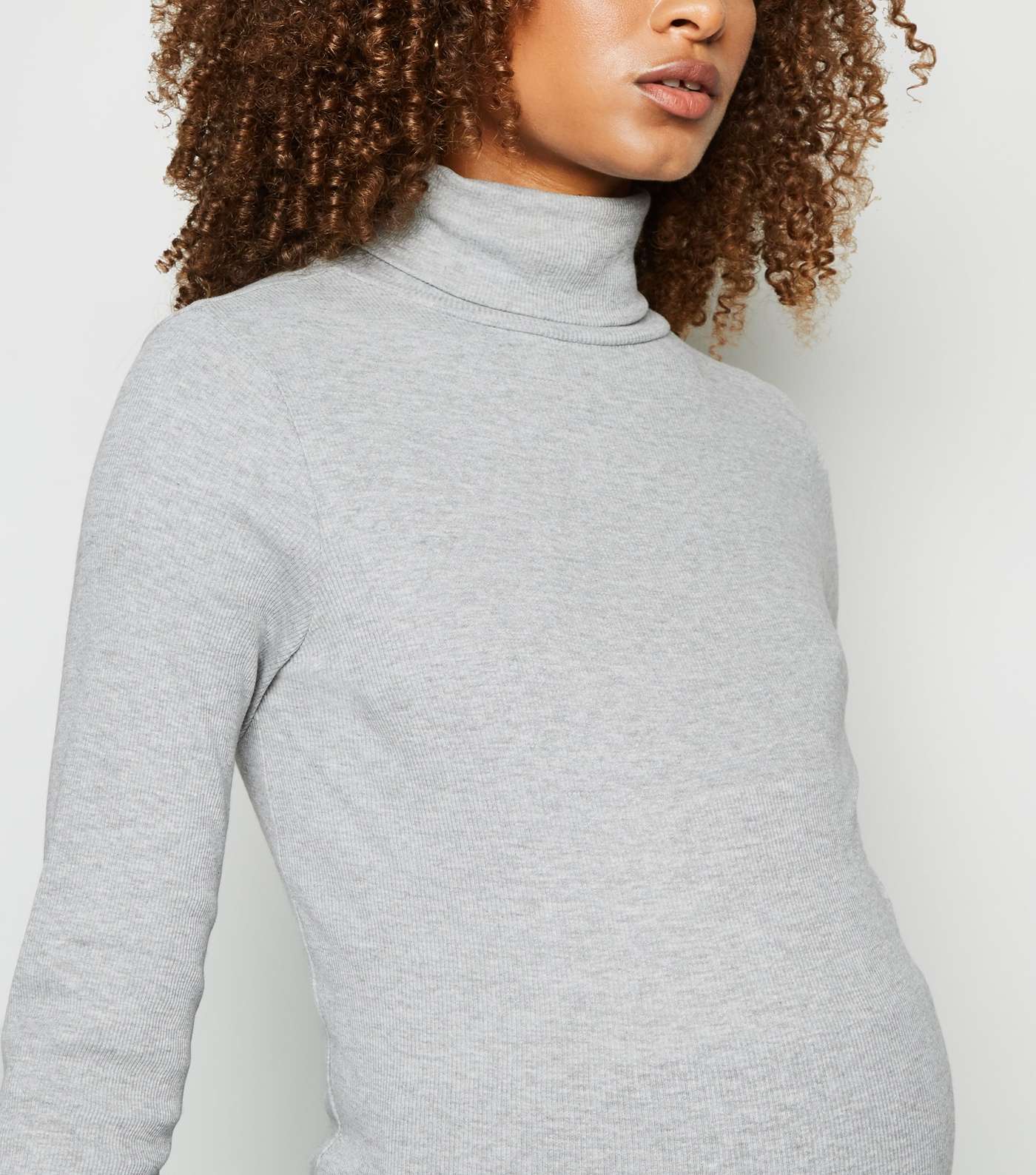 Maternity Grey Ribbed Roll Neck Jumper Image 2