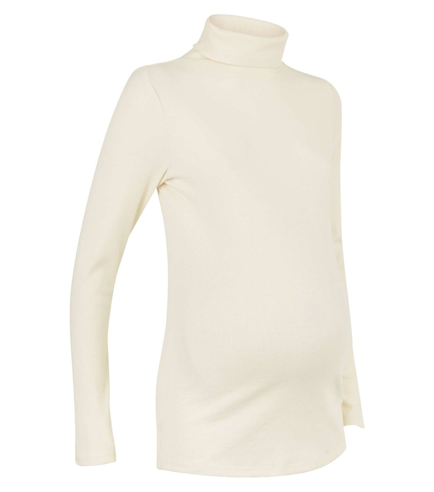 Maternity Cream Ribbed Roll Neck Jumper Image 4