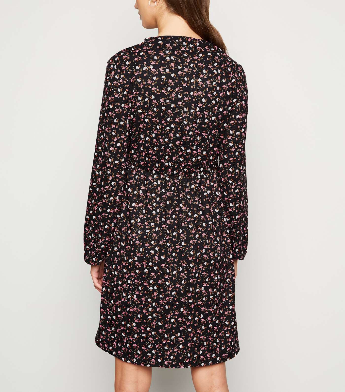 Maternity Black Ditsy Floral Soft Touch Dress Image 3