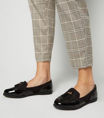 black wide loafers