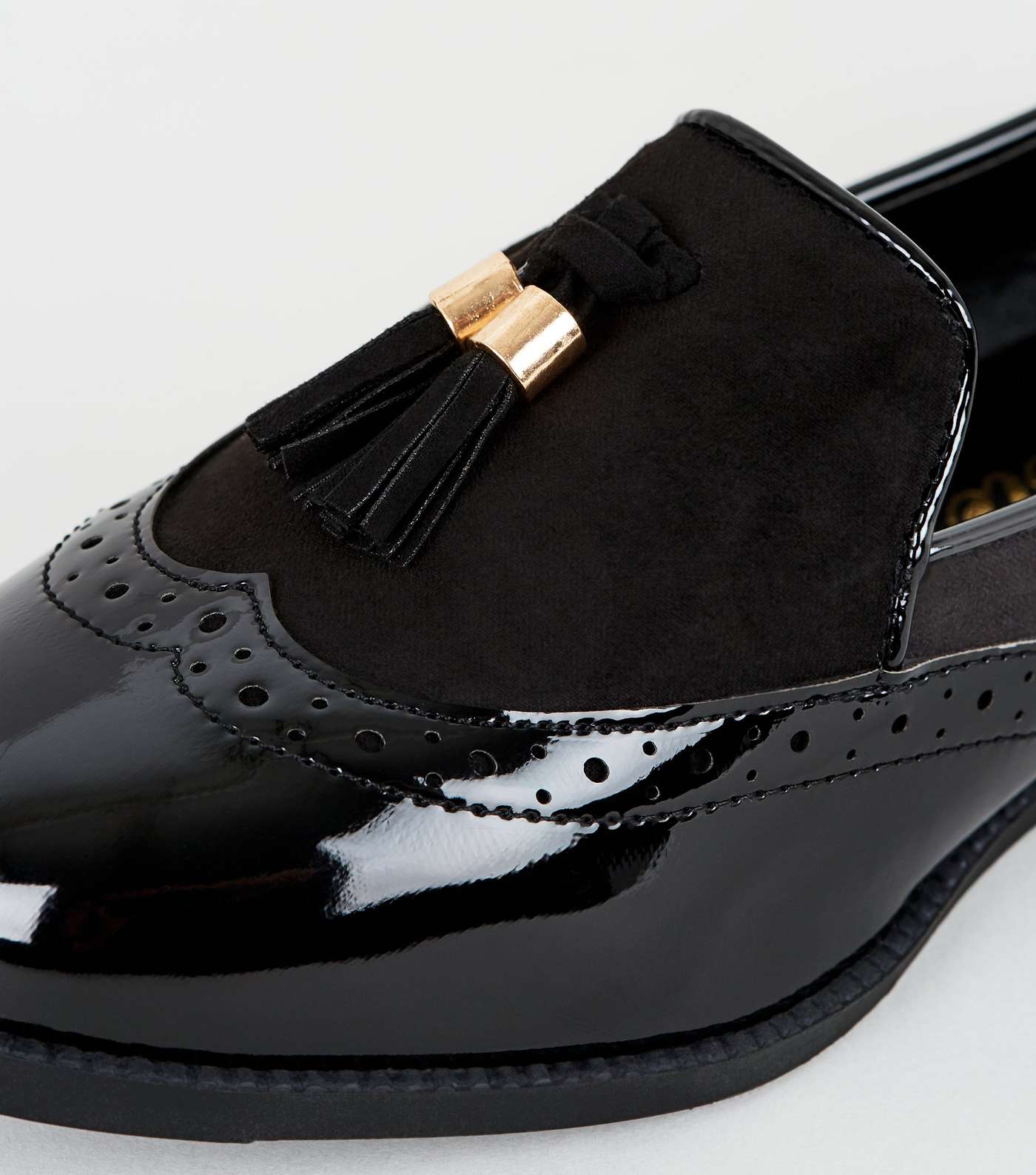Wide Fit Black Suedette Tassel Loafers Image 4