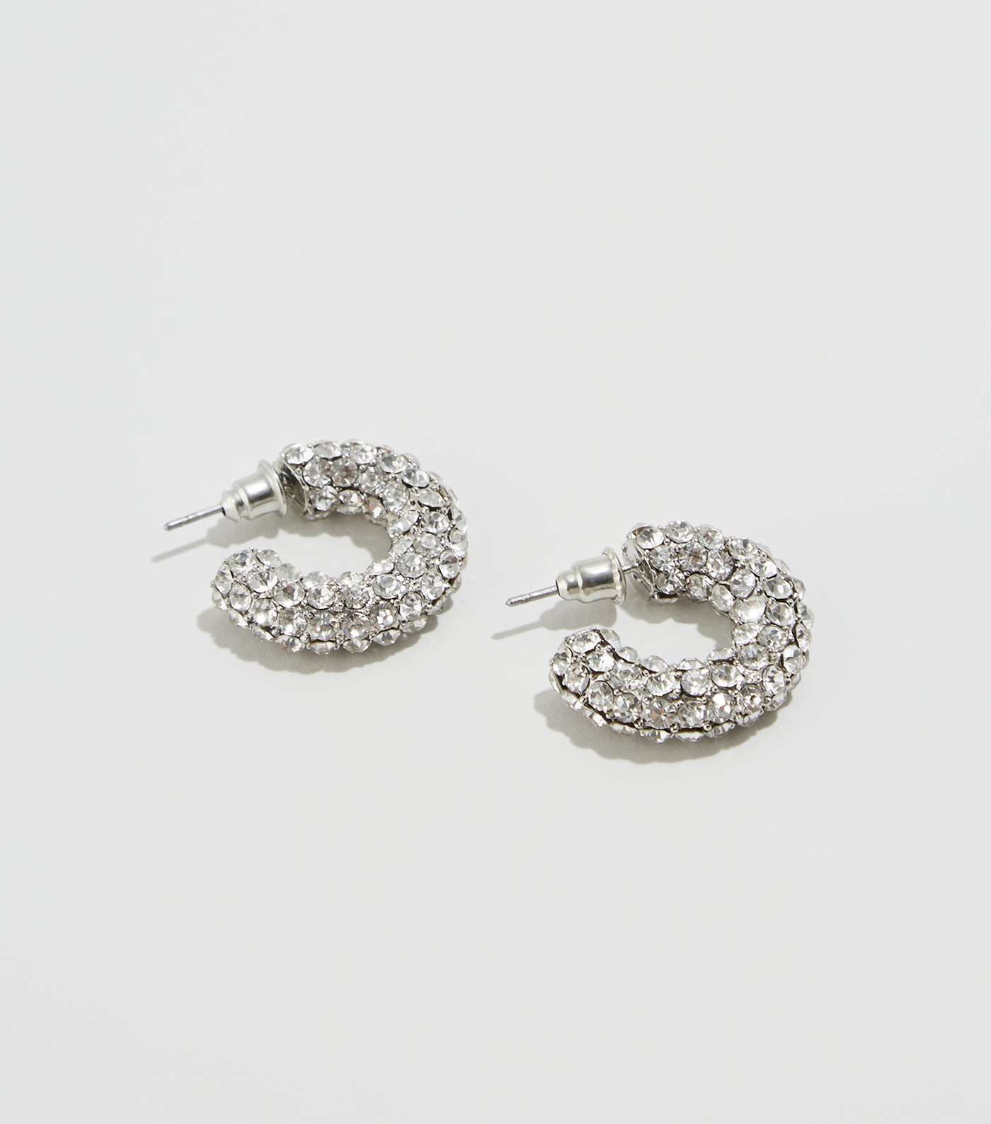 Silver Diamanté Mini Hoop Earrings