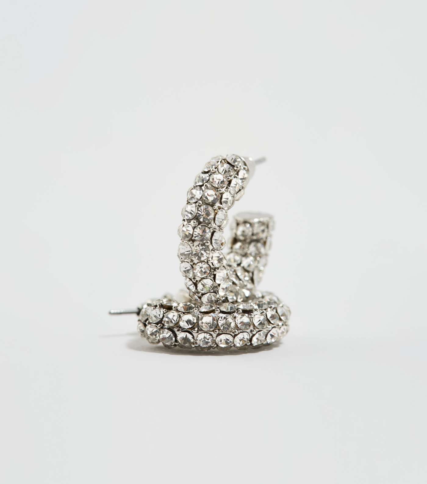 Silver Diamanté Mini Hoop Earrings Image 3