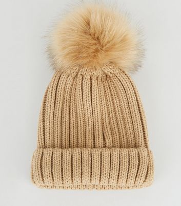 camel pom pom hat