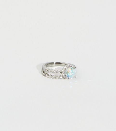 2 Pack Silver Cubic Zirconia Stacking Rings