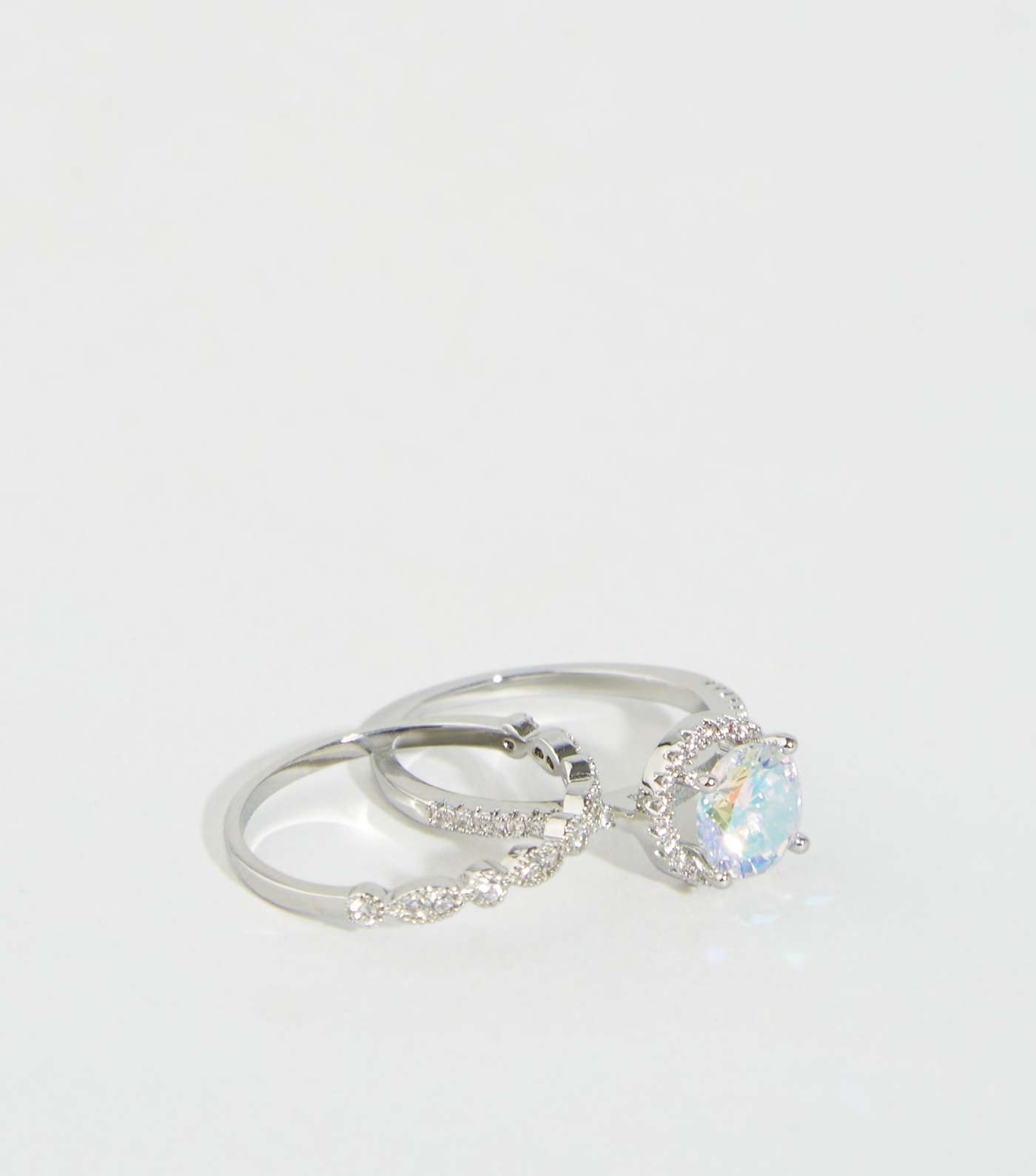 2 Pack Silver Cubic Zirconia Stacking Rings Image 2