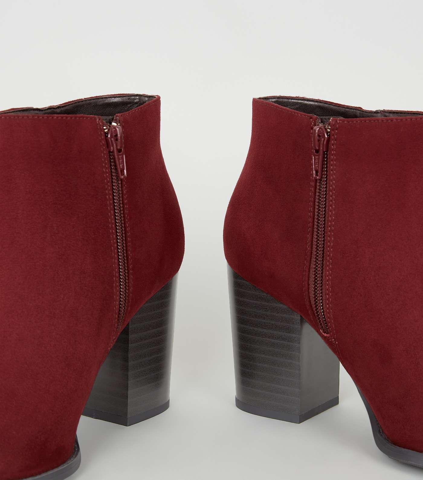 Wide Fit Dark Red Tassel Block Heel Boots Image 3