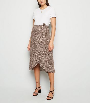 animal print midi skirt new look