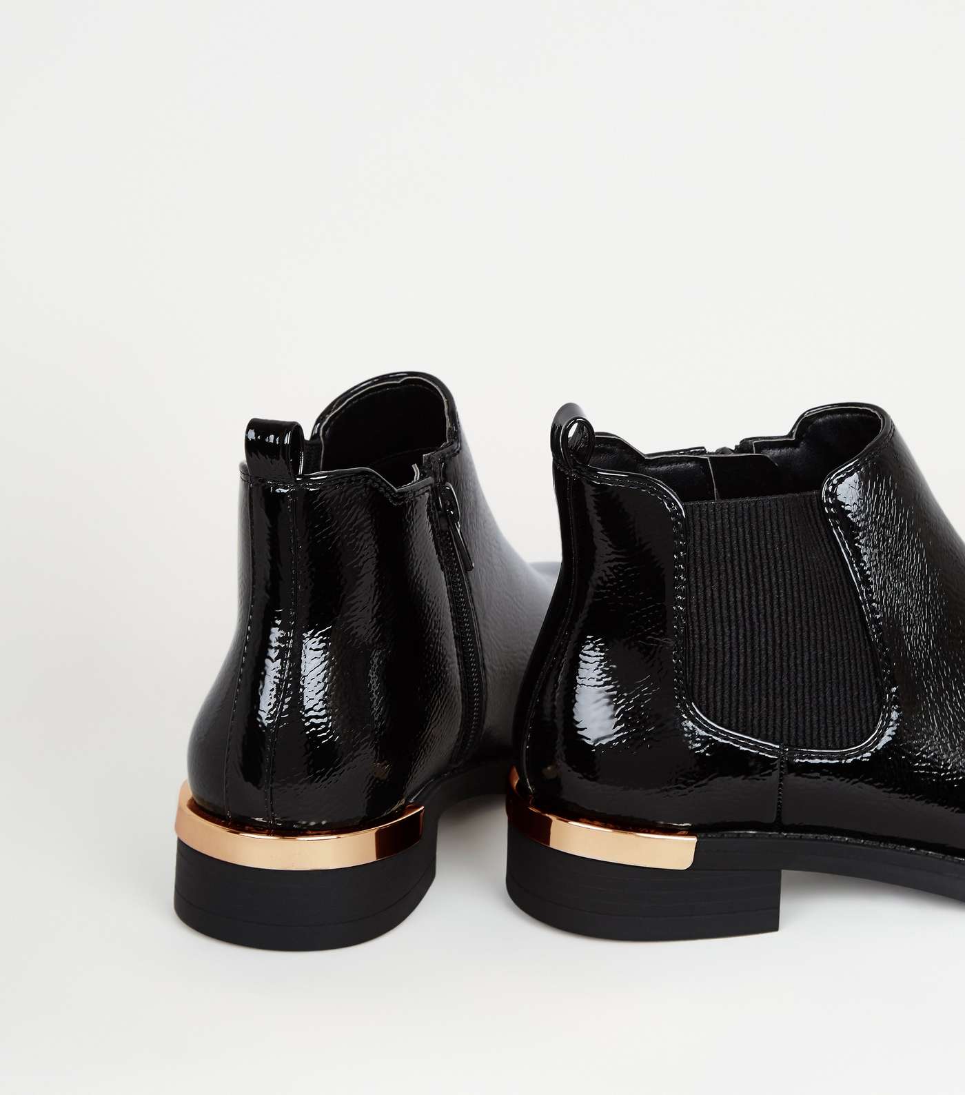 Girls Black Patent Chelsea Boots Image 4