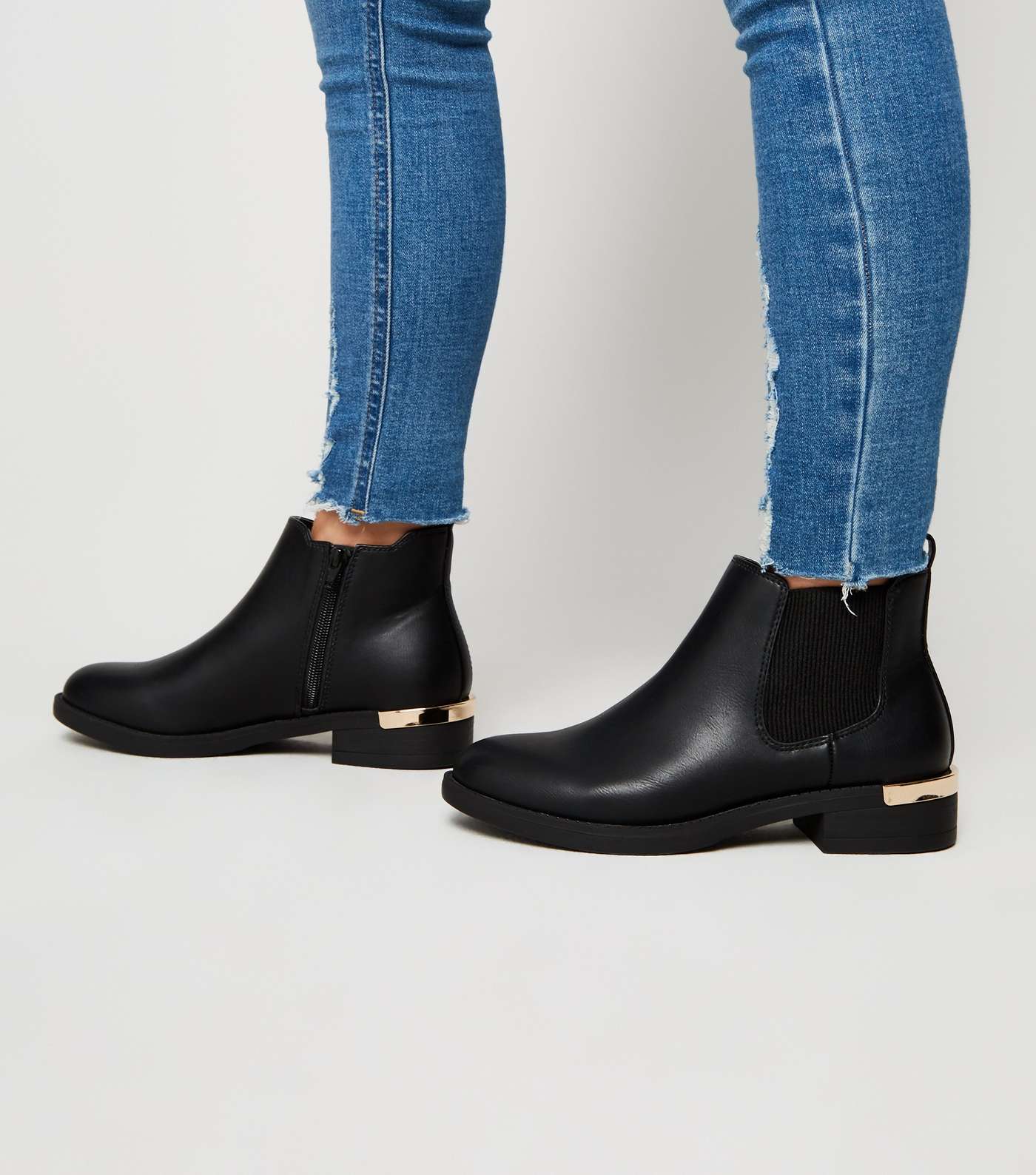 Girls Black Leather-Look Chelsea Boots Image 2