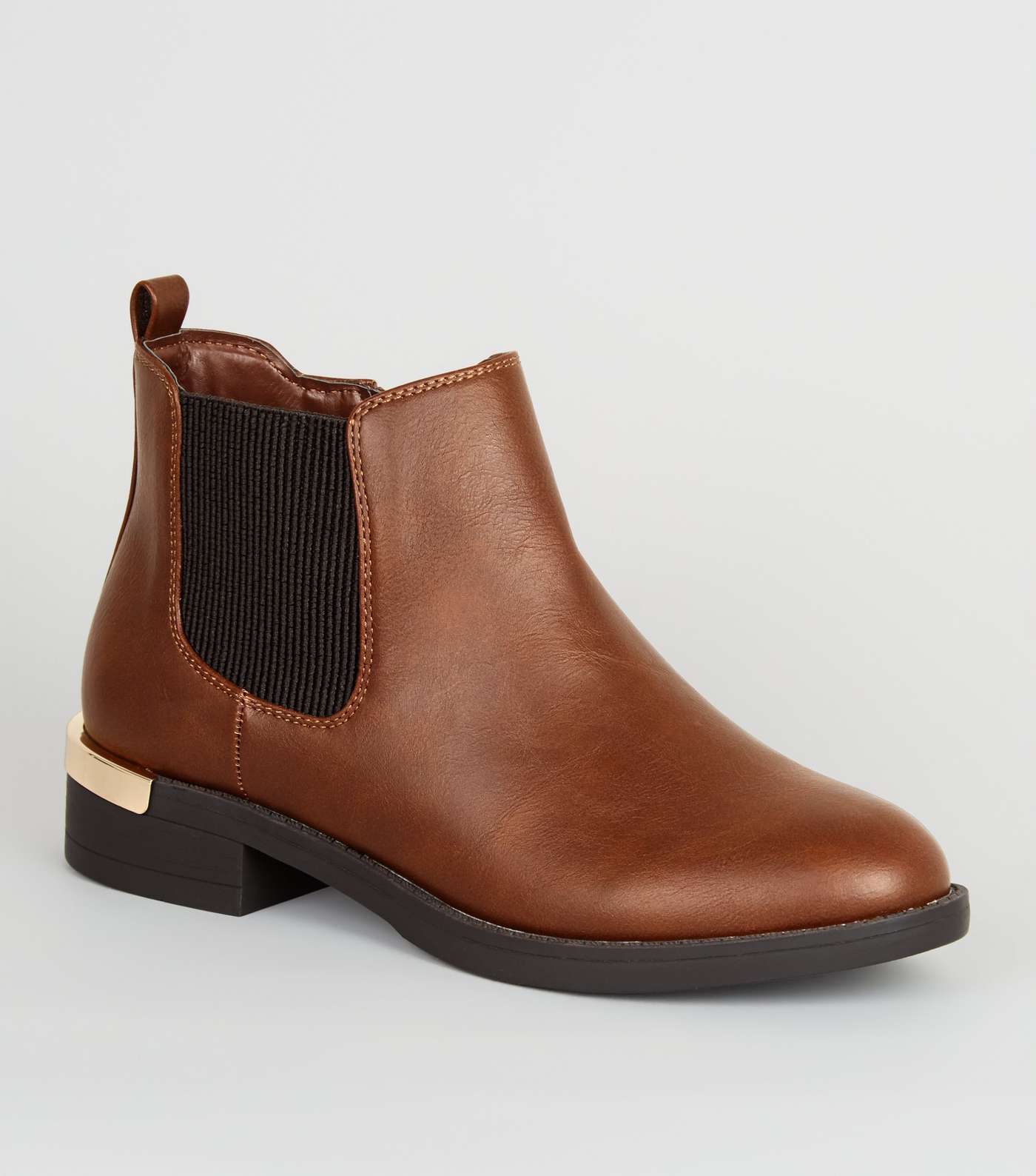 Girls Tan Leather-Look Chelsea Boots