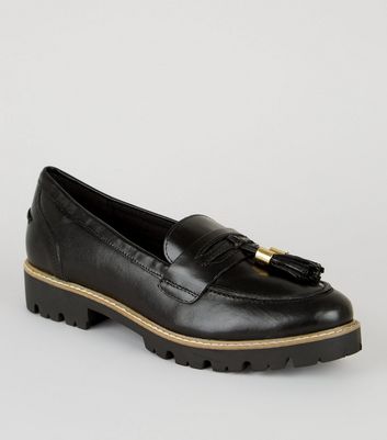 chunky black loafers womens