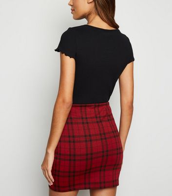 red check skirt new look