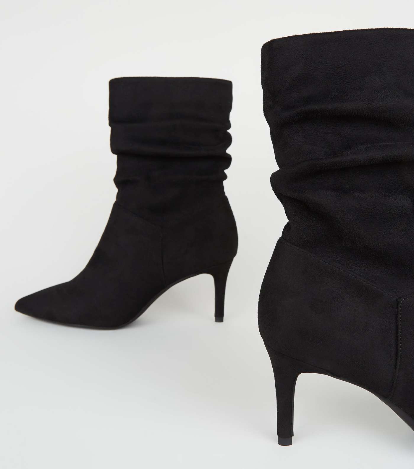 Black Suedette Pointed Slouch Boots Image 4