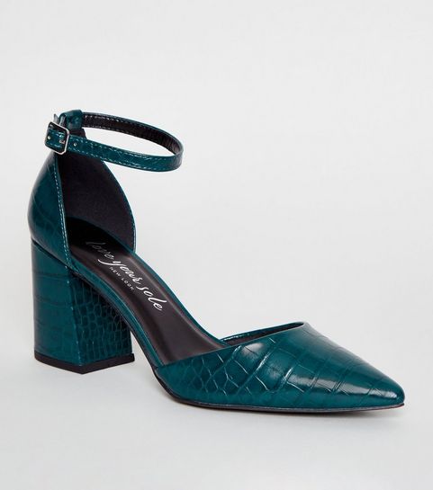 Faux Croc 2 Part Court Shoes