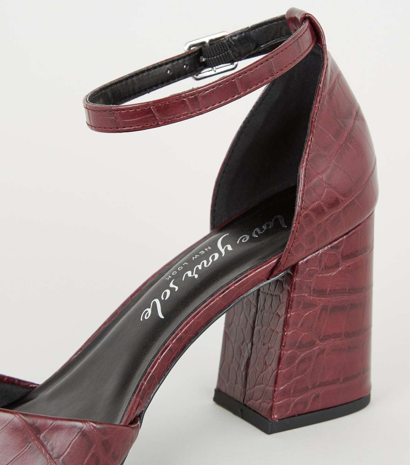 Dark Red Faux Croc 2 Part Court Shoes   Image 4
