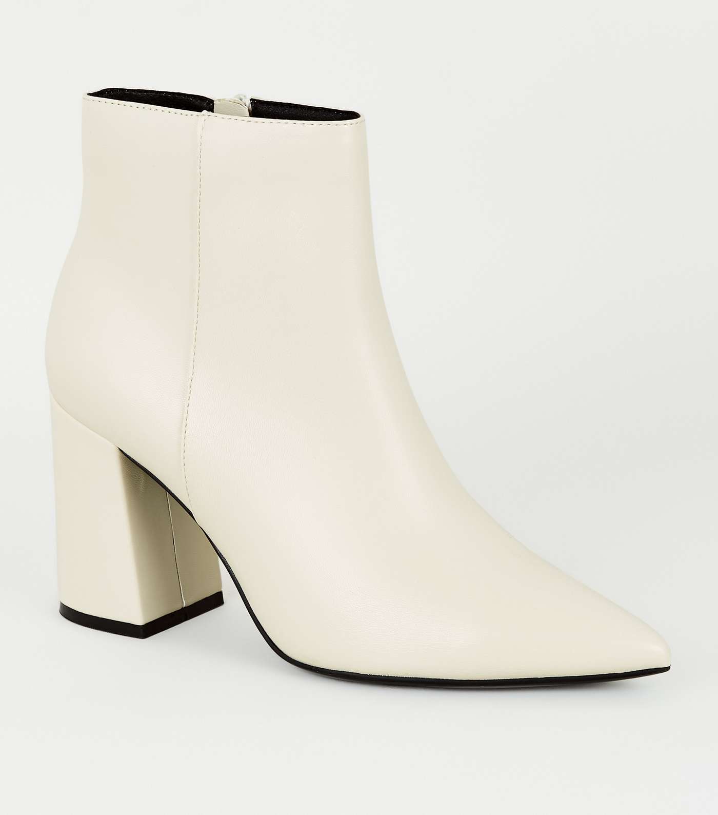 Off White Pointed Ankle Boots