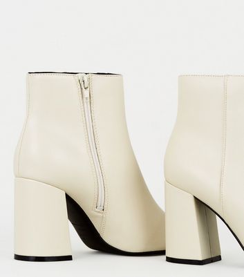 Off White Pointed Ankle Boots | New Look