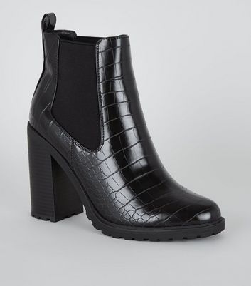 new look black croc boots