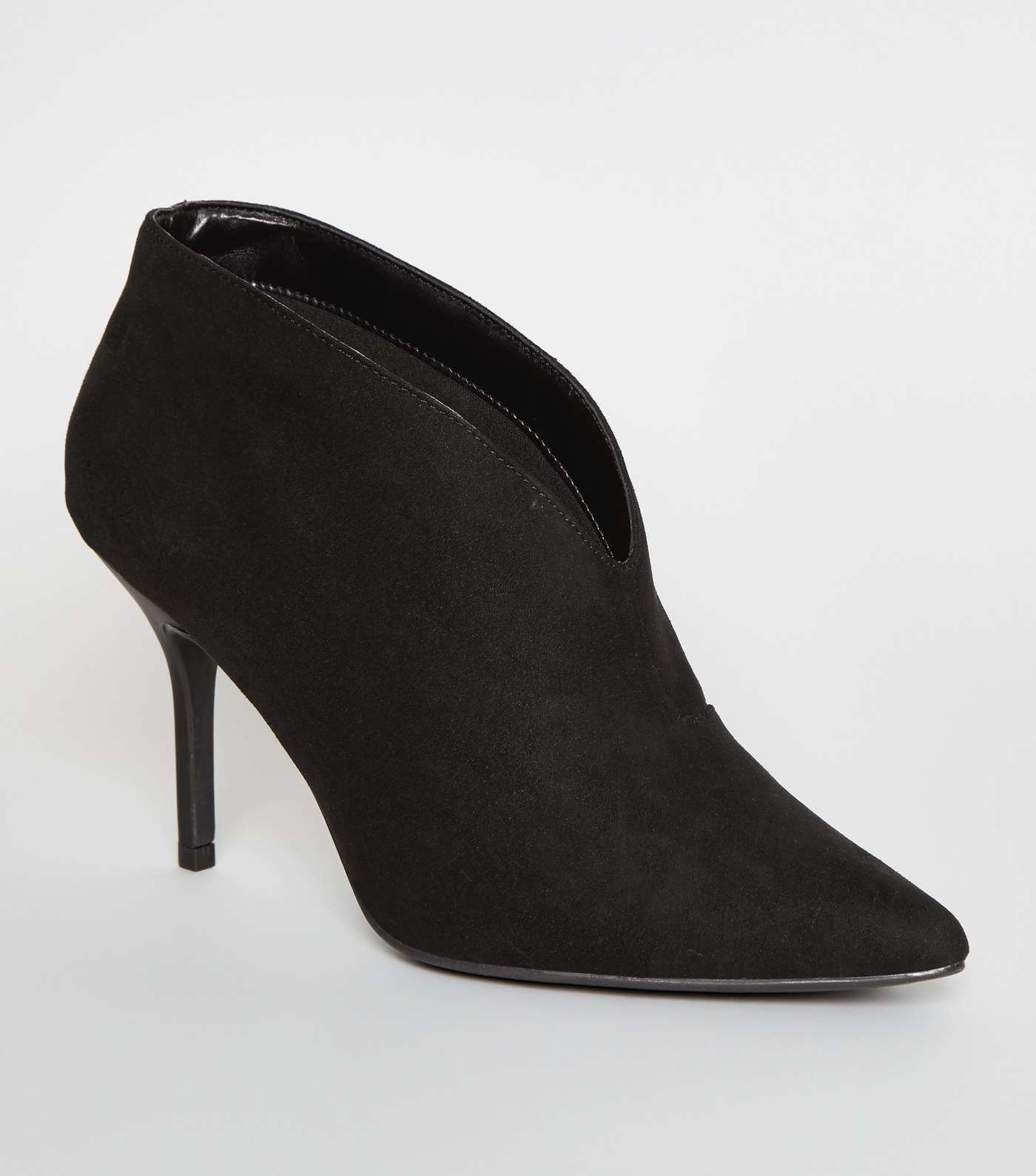Black Suedette Pointed Stiletto Shoe Boots