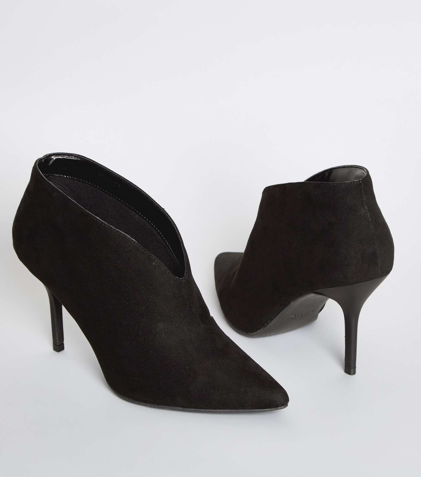 Black Suedette Pointed Stiletto Shoe Boots Image 3