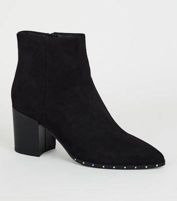 black studded heeled ankle boots