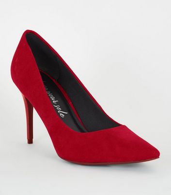 Red Suedette Stiletto Court Shoes | New 