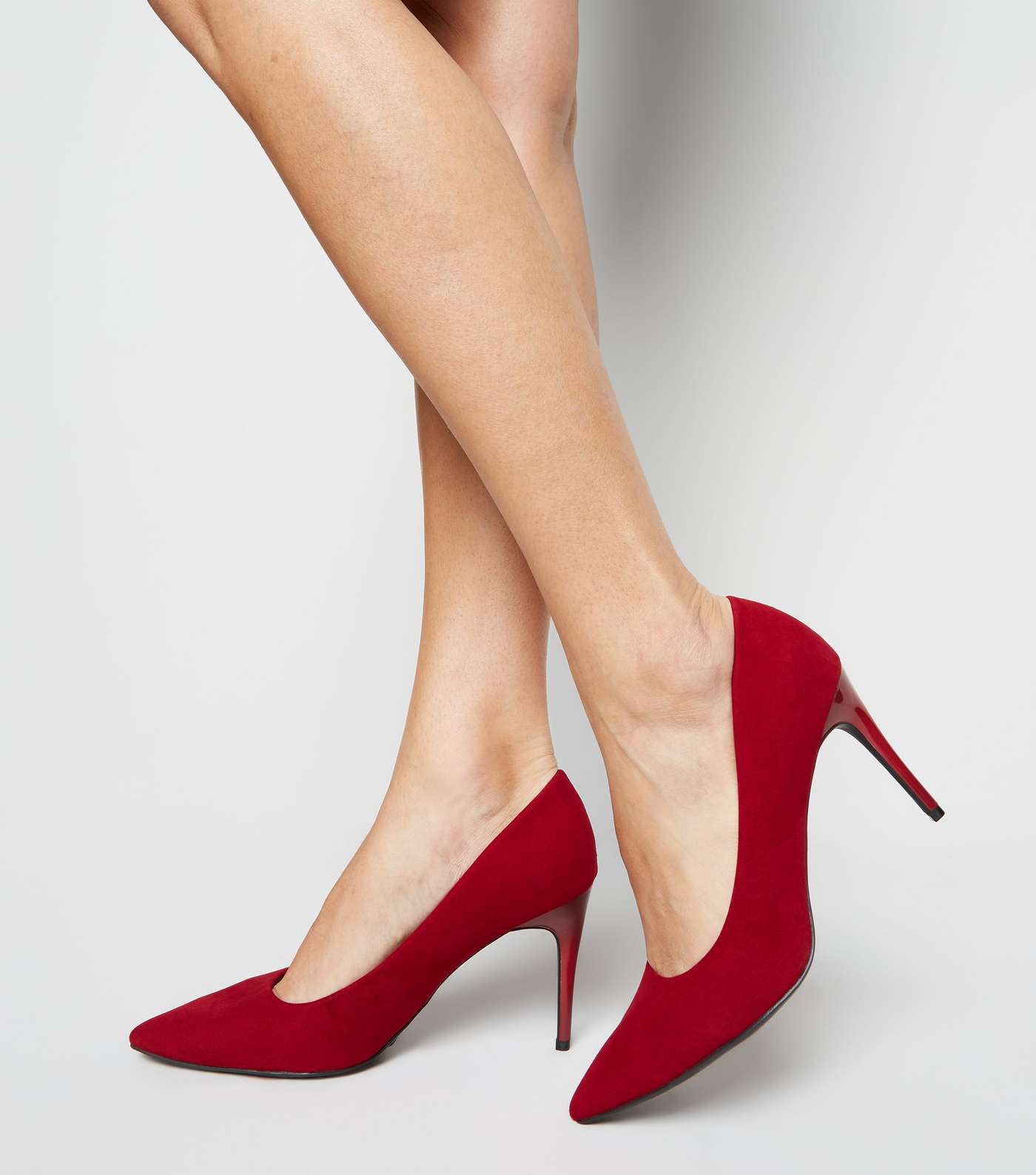 Red Suedette Stiletto Court Shoes Image 2
