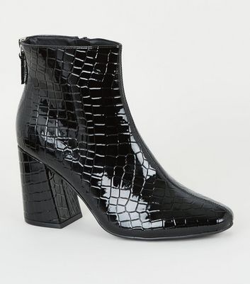 croc patent boots