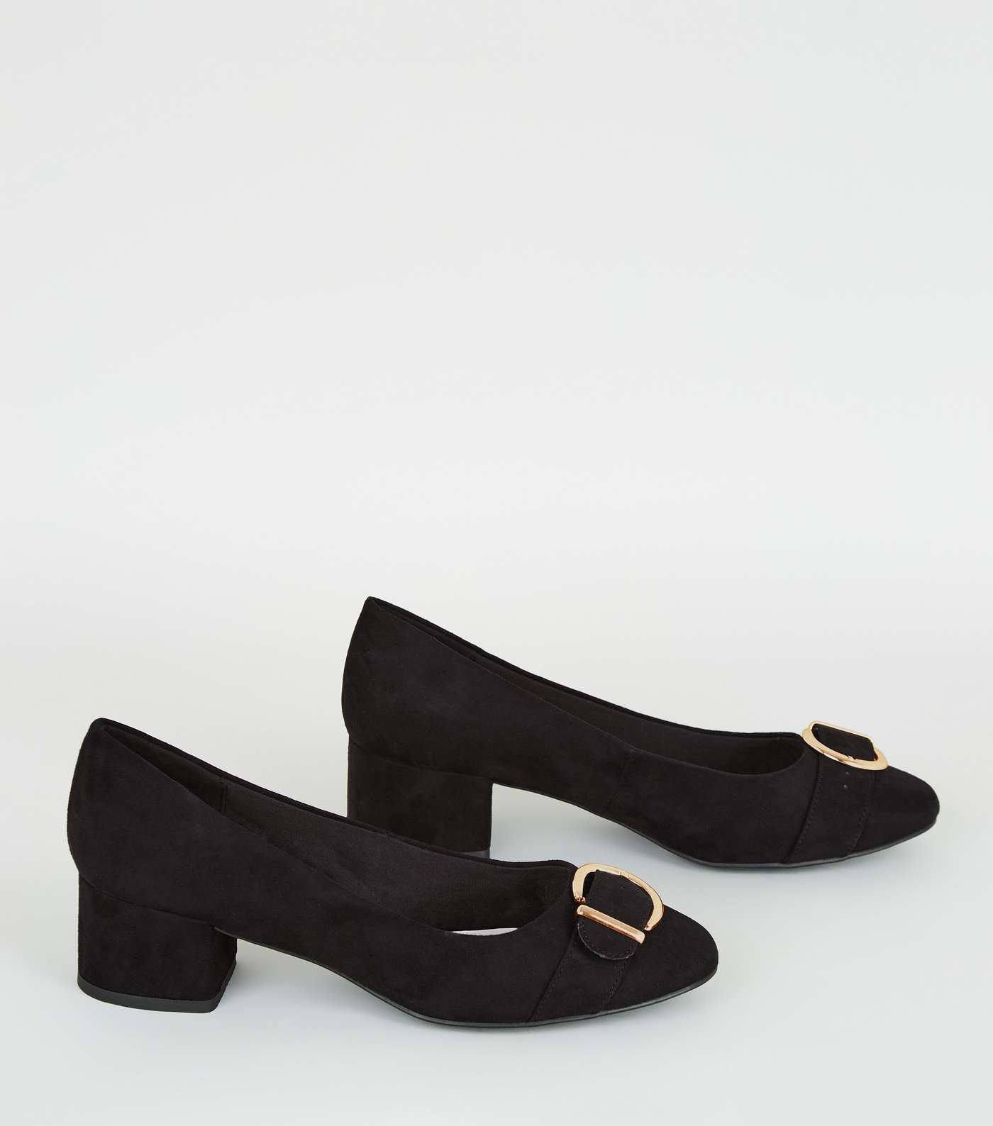 Black Suedette Buckle Toe Court Shoes Image 4
