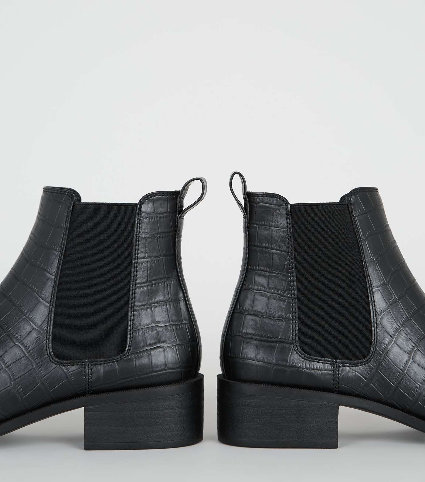 Black Faux Croc Chelsea Boots Image 4