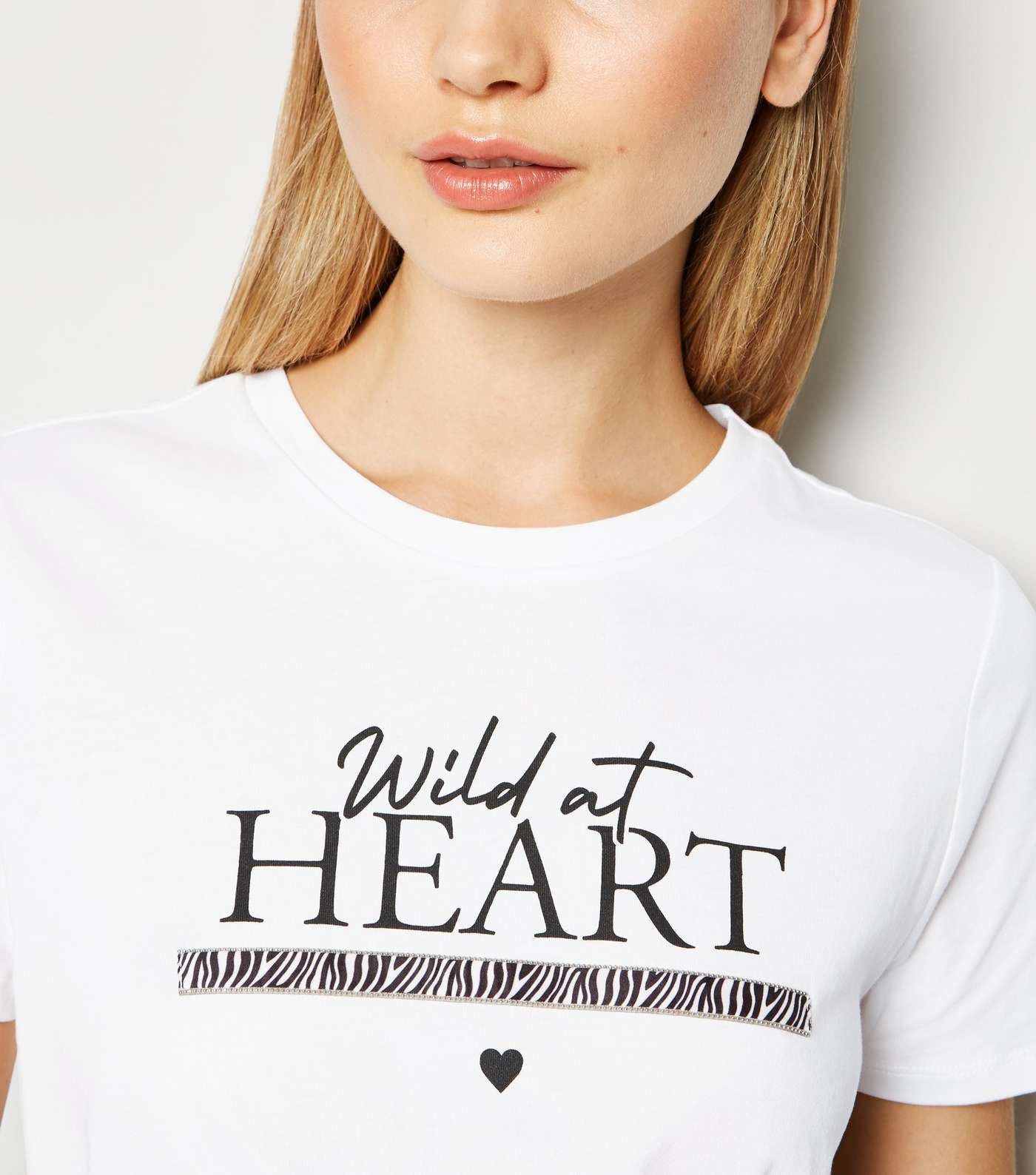 White Wild At Heart Slogan T-Shirt Image 5